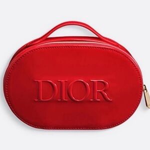 Dior Red Oval Vanity Case or Jewelry Box NIB Dior Beauty